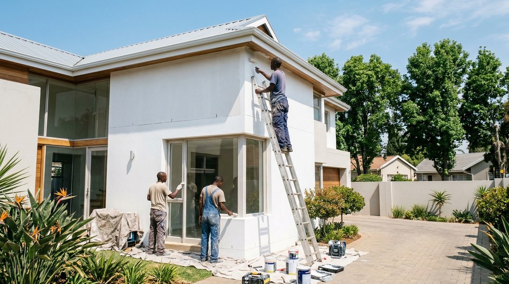 Professional painters working in Flamingo Vlei, Cape Town West Coast